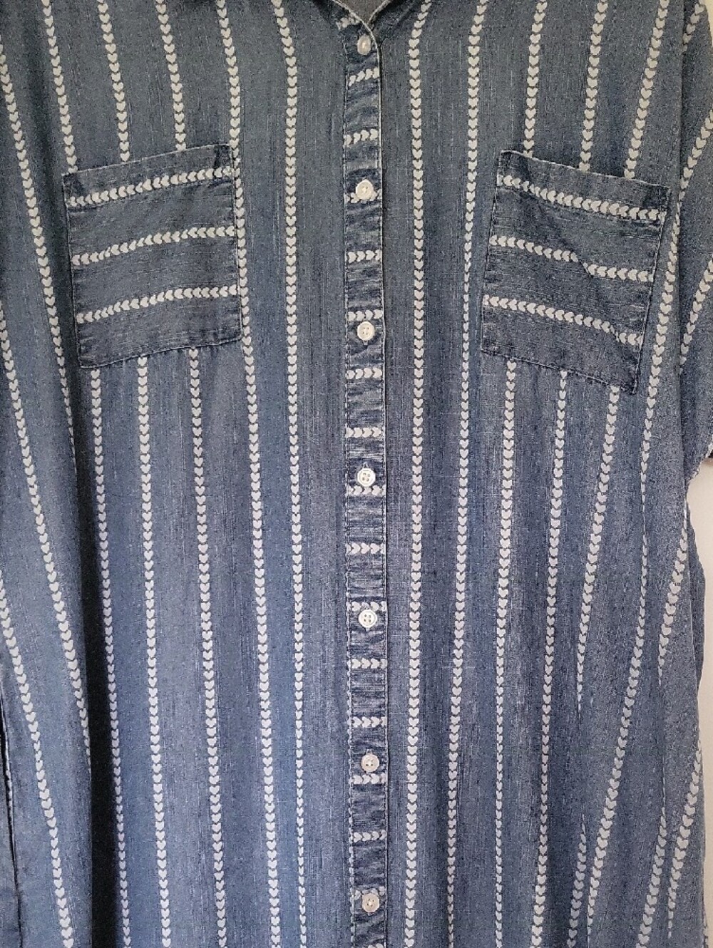 Striped Chambray Dress - Blue - Picture 3 of 4